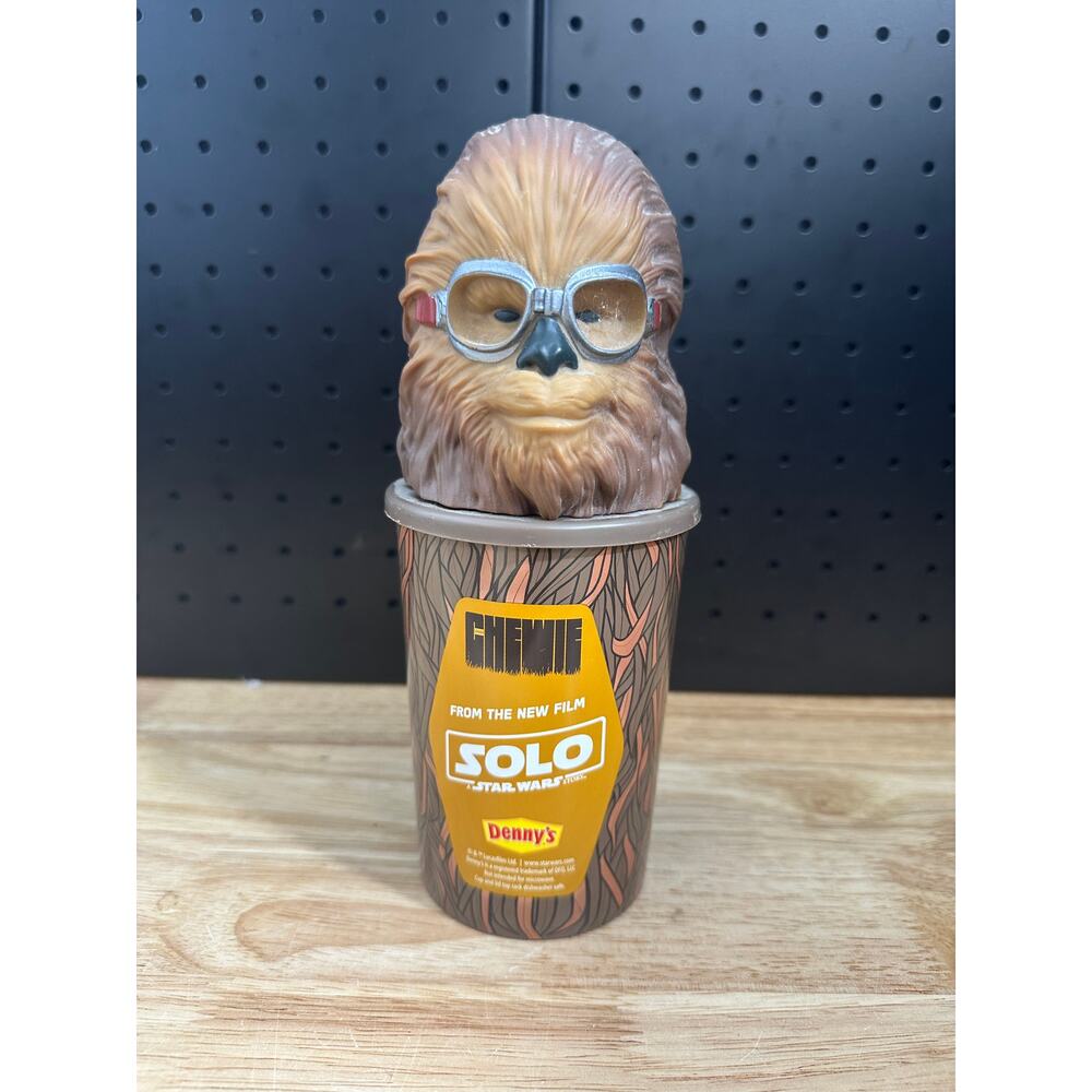 Dennys Collectors Cup Star Wars SOLO Chewie Chewbacca With Head Topper + Straw